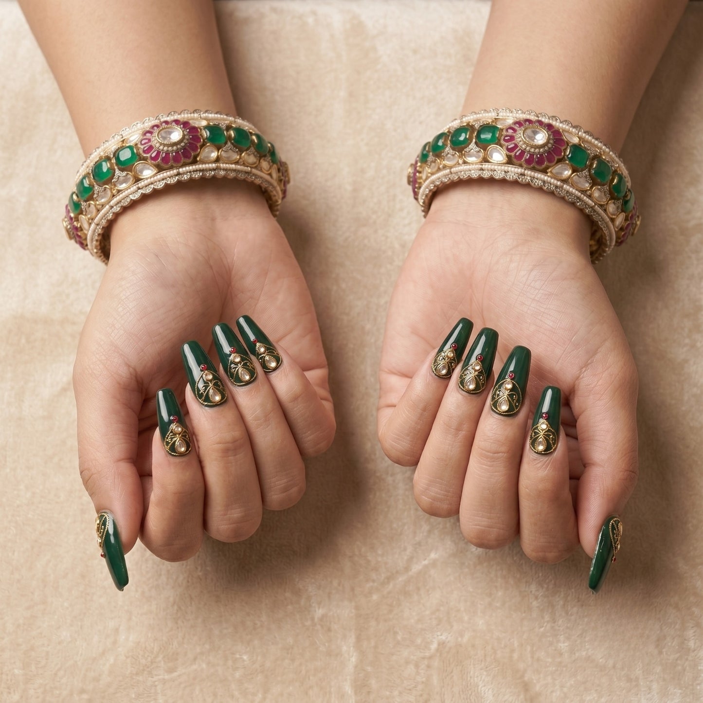 Maharani Emerald Pearl Bangles
