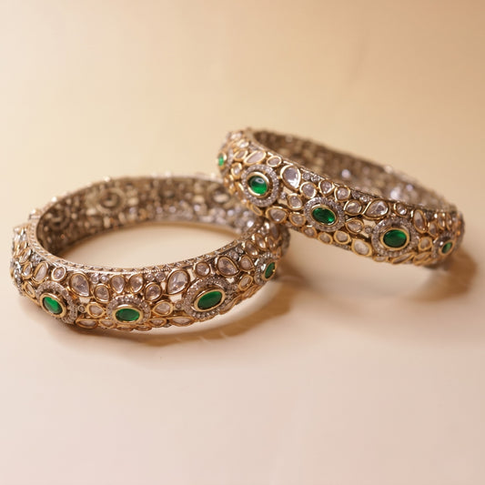 Zarivana Emerald Polki Bangles