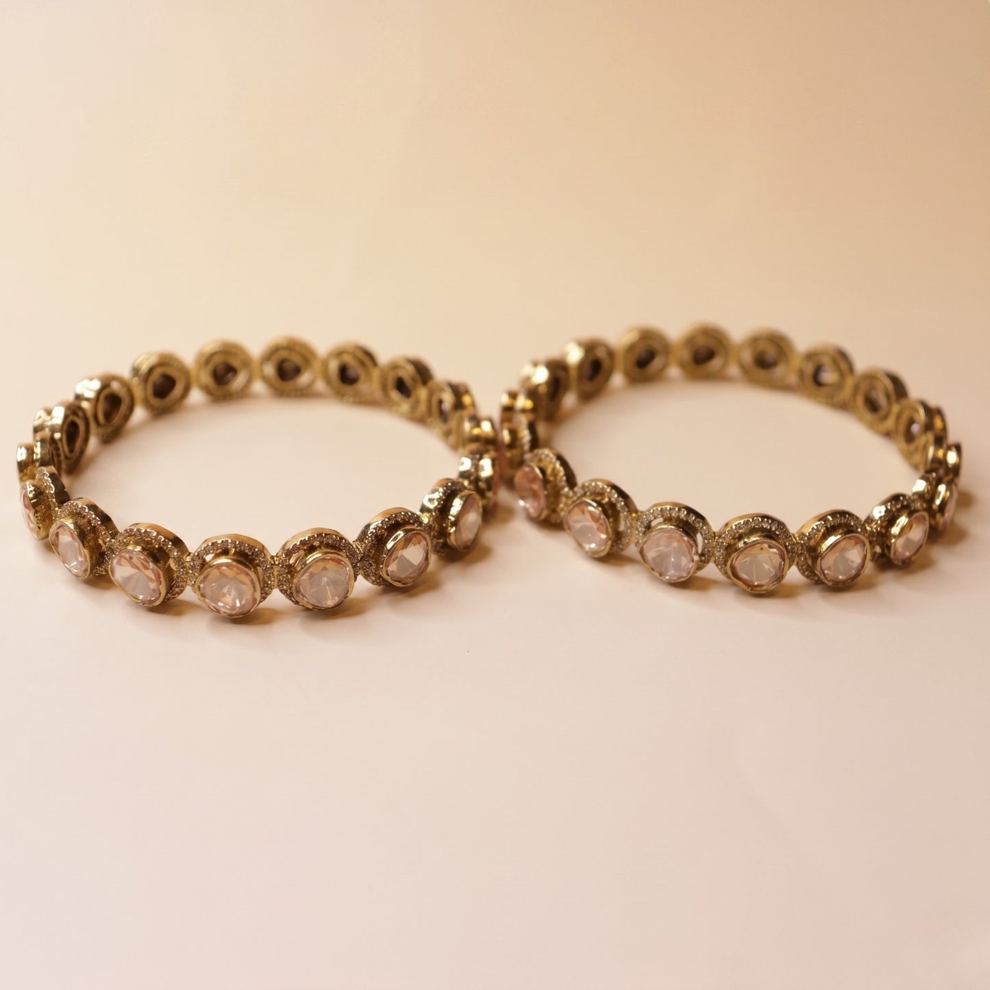 Gold-Plated Round Crystal Bangles