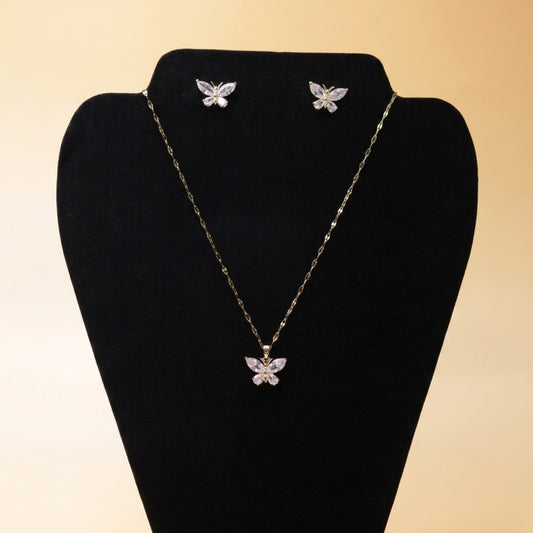 Silver Crystal Butterfly Set