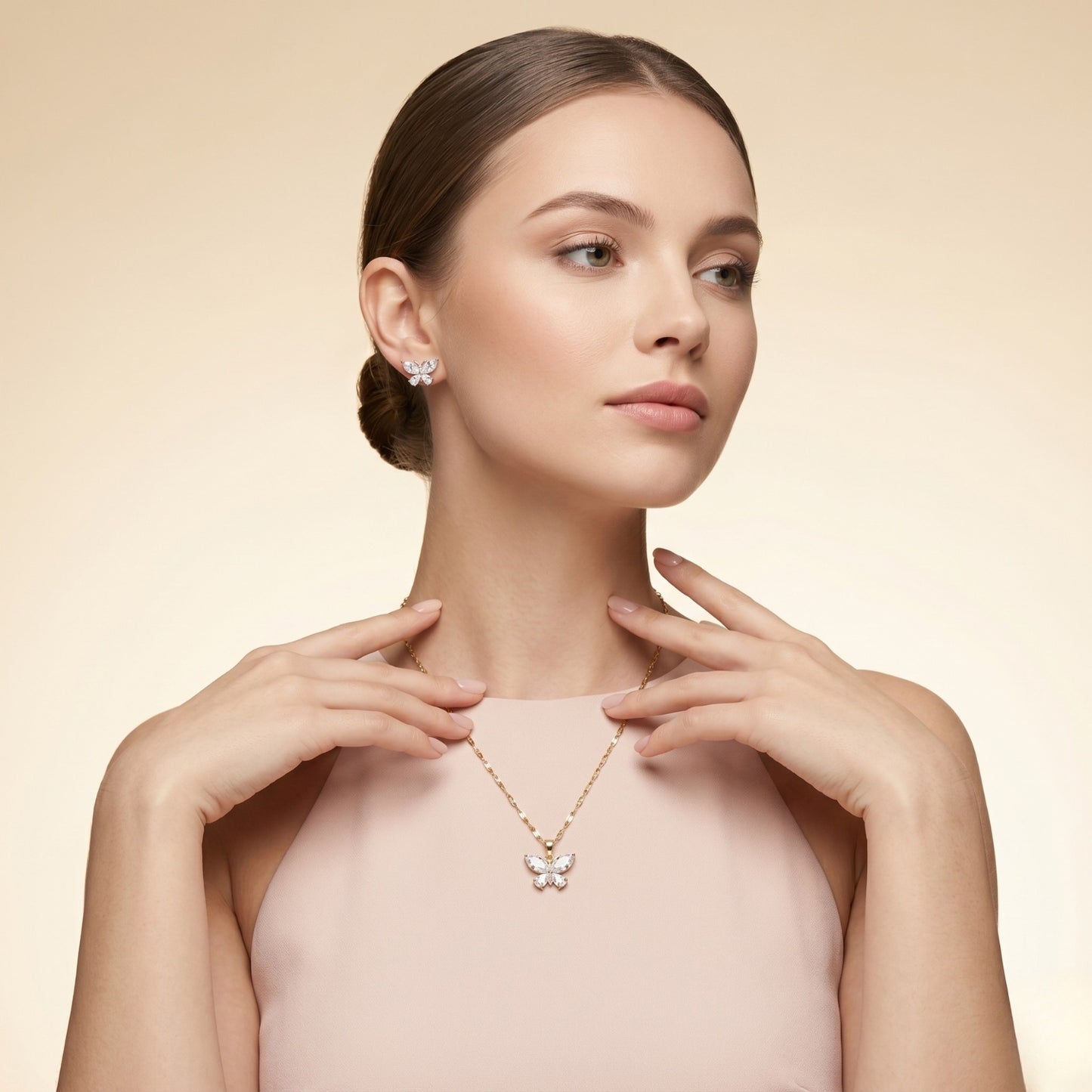 Silver Crystal Butterfly Set