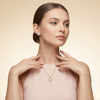 Silver Crystal Butterfly Set
