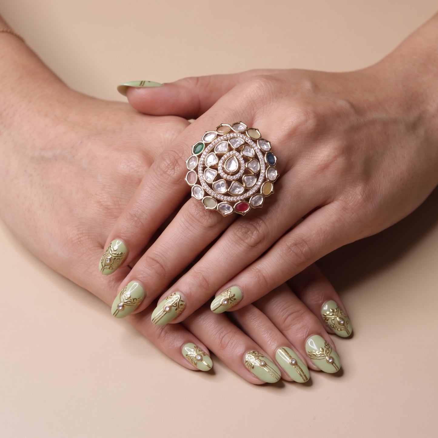 Imperial Polki Mandala Ring
