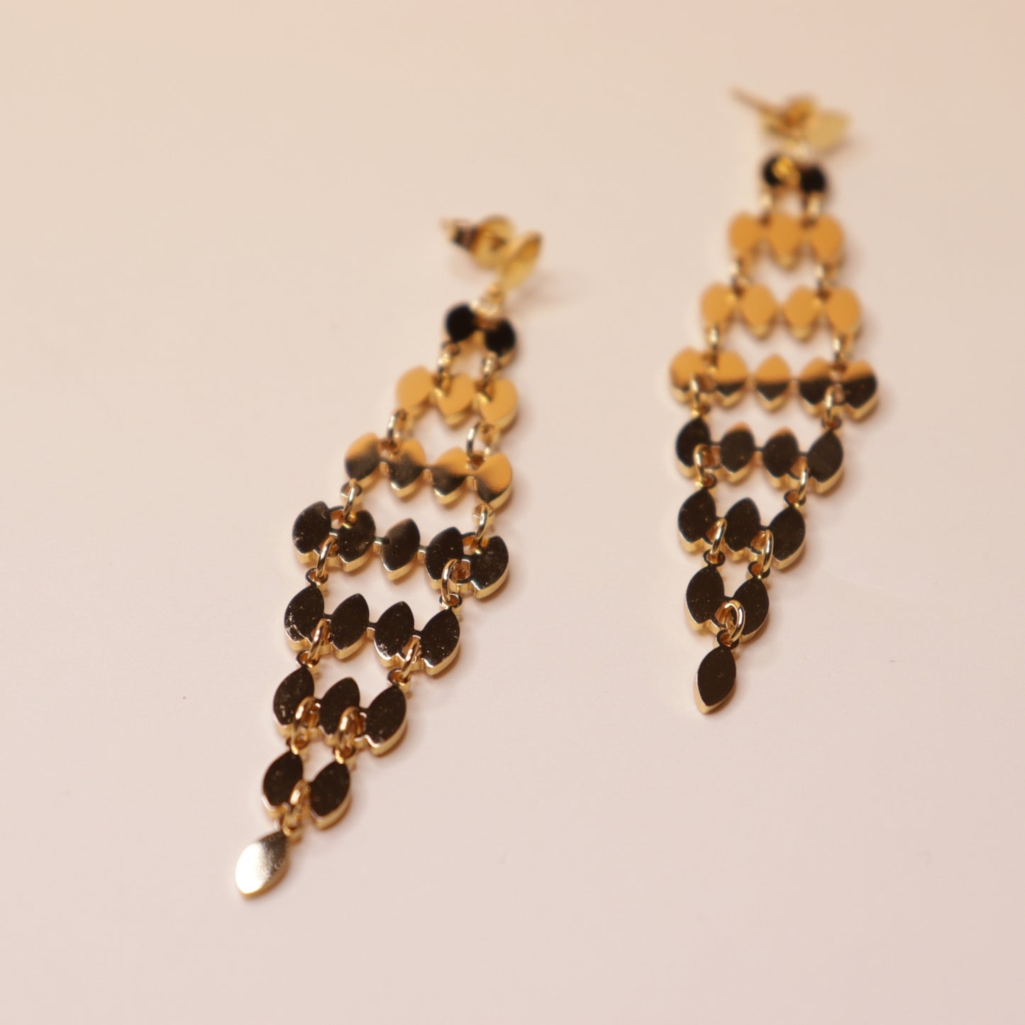 Tiered Gold Link Earrings