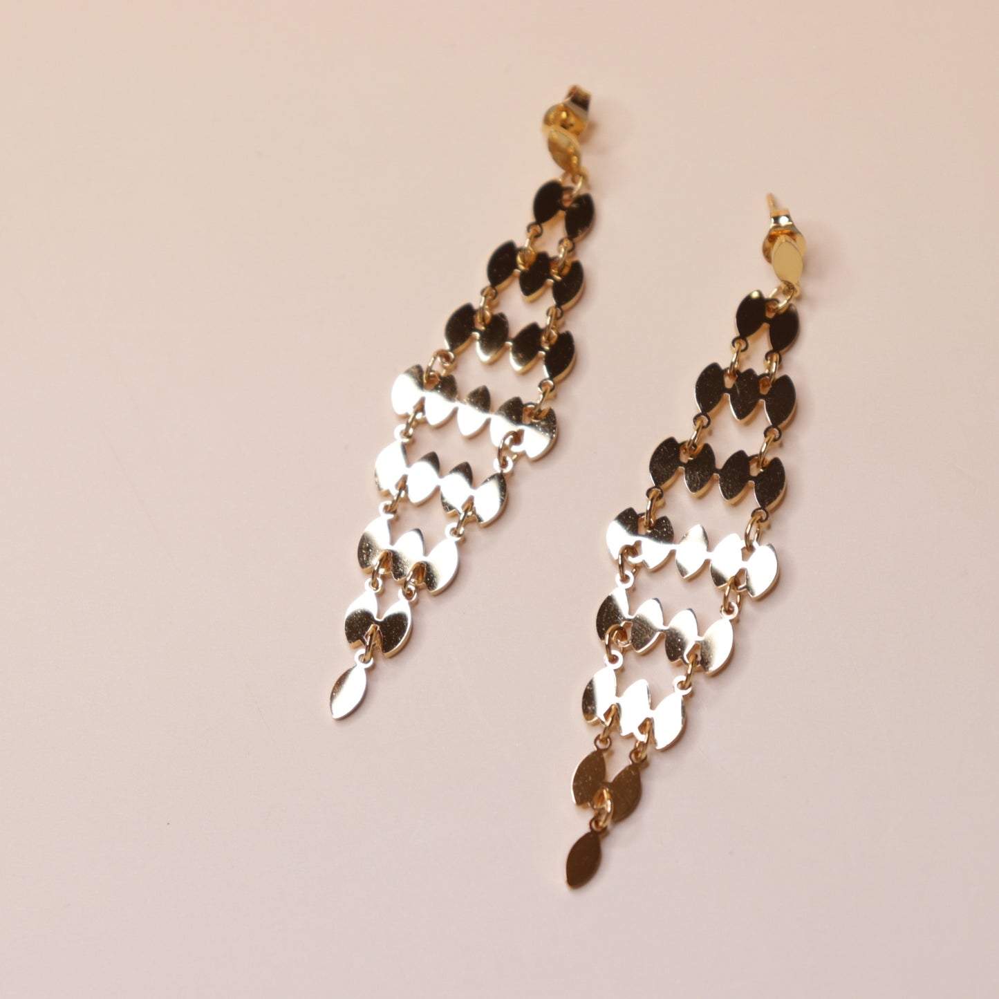 Tiered Gold Link Earrings