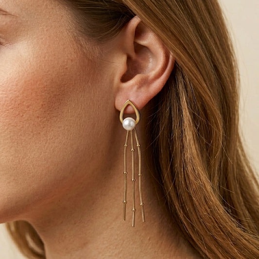 Modern Crystal & Chain Earrings