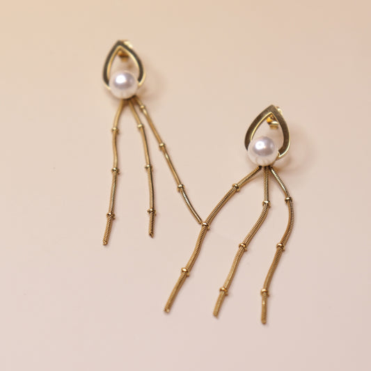 Modern Crystal & Chain Earrings
