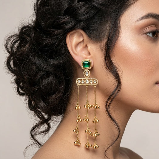 Emerald Tassel Earrings