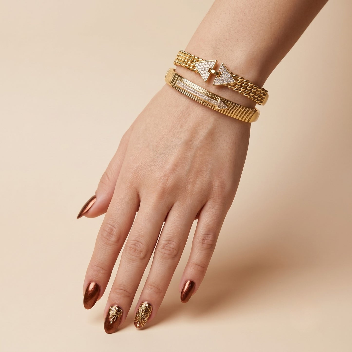 Braided Twin-Triangle Cuff Bracelet