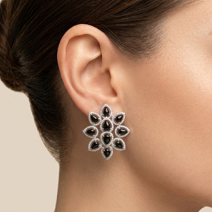 Onyx Floral Earrings