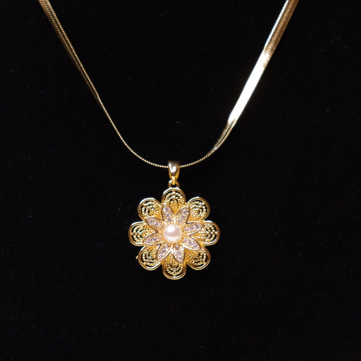 Golden Dahlia Drop Neck Chain