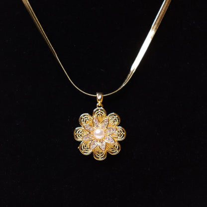 Golden Dahlia Drop Neck Chain