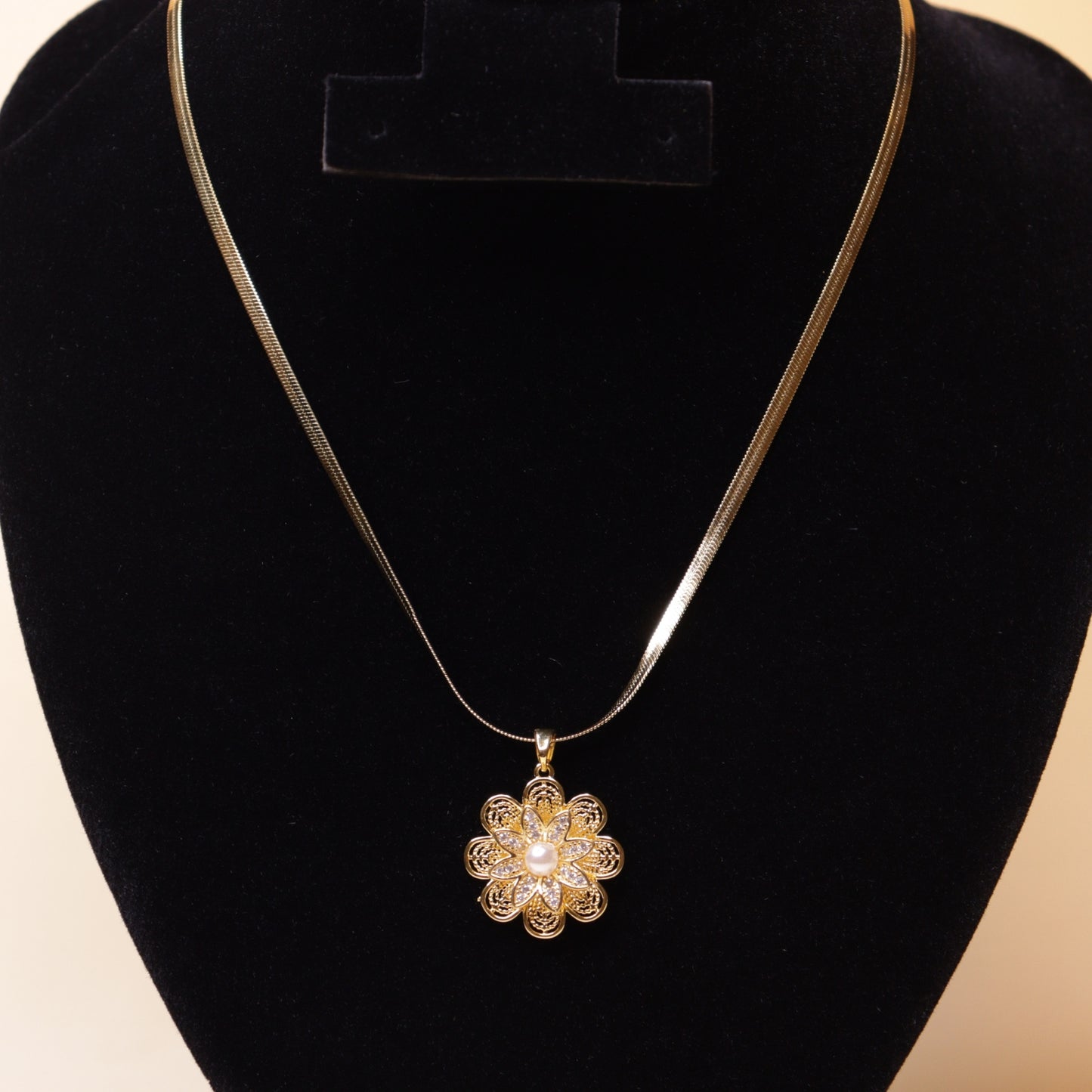 Golden Dahlia Drop Neck Chain