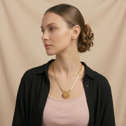 Gold-Tone Rose Neck Chain