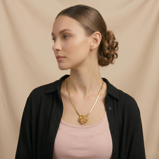 Gold-Tone Rose Neck Chain