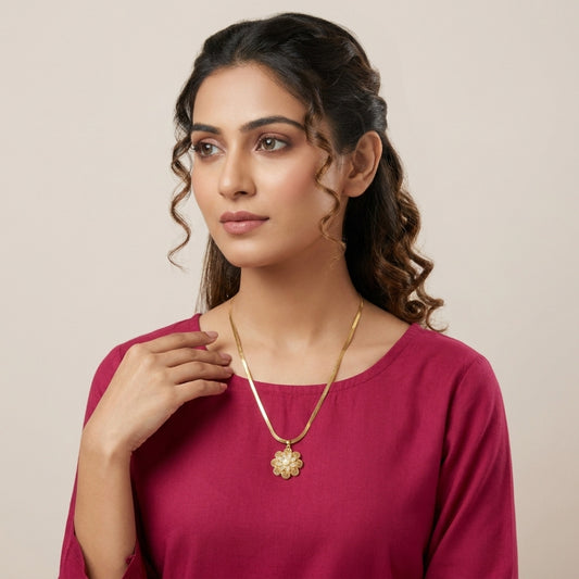 Golden Dahlia Drop Neck Chain