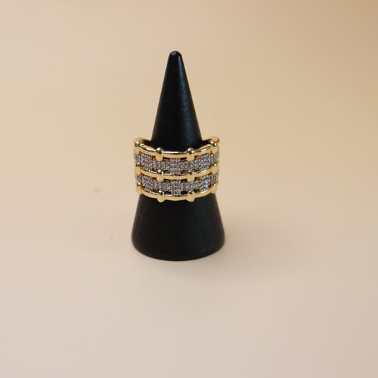 Golden Grid Statement Ring