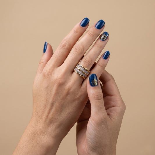Golden Grid Statement Ring