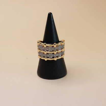Golden Grid Statement Ring