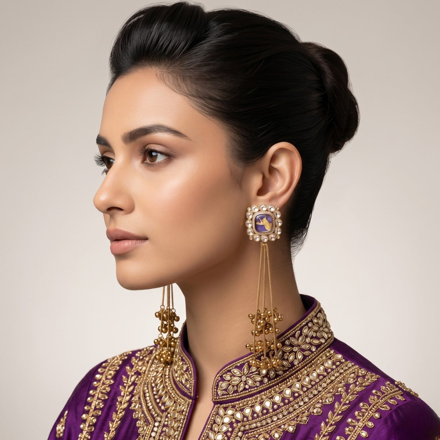 Gilded Lapis Square Statement Earrings