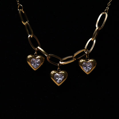 Crystal Heart Cascade Necklace