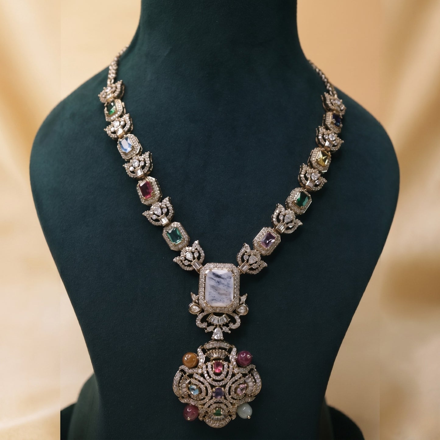 Regal Polychrome & Quartz Medallion Set