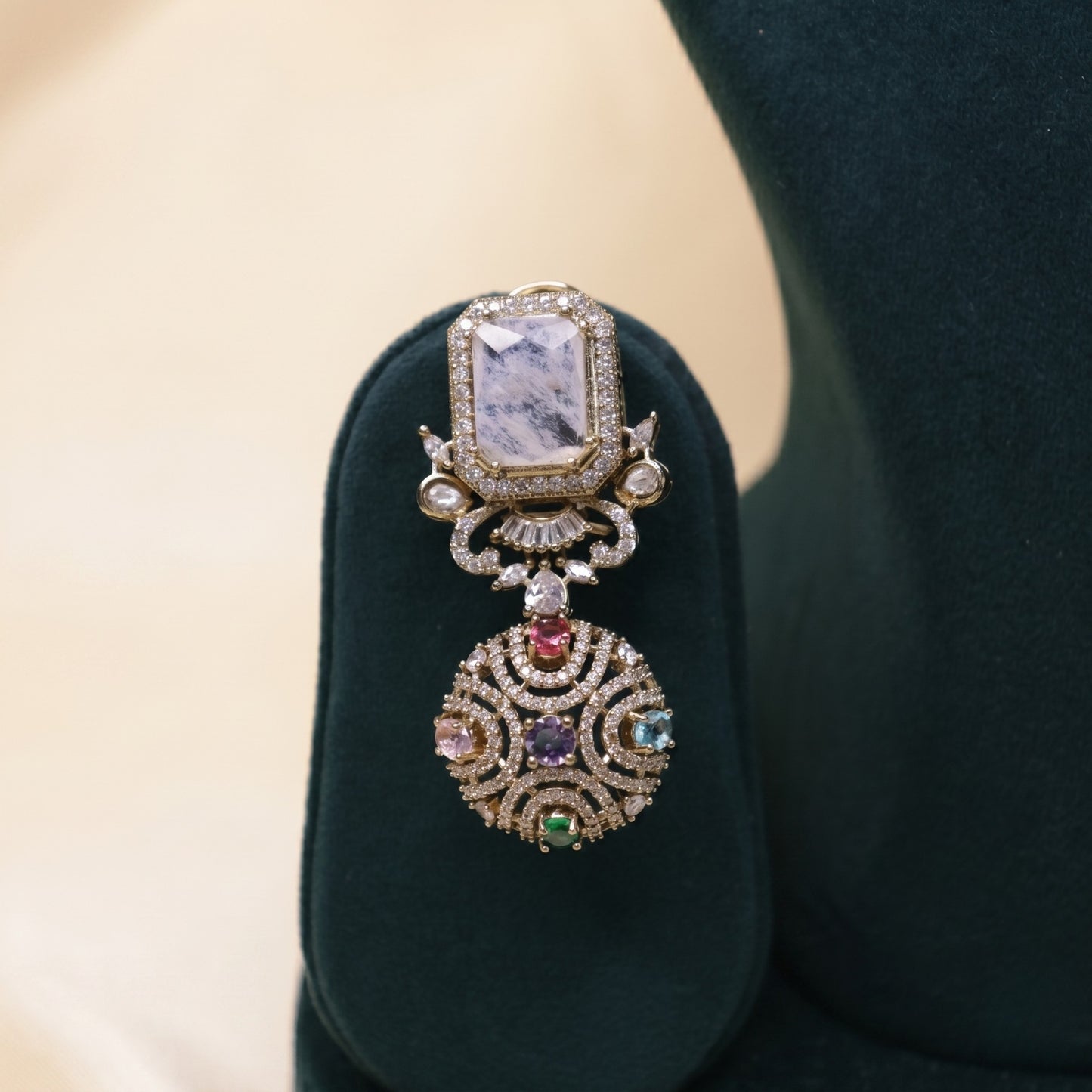 Regal Polychrome & Quartz Medallion Set