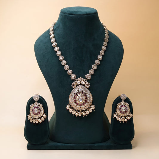 Crimson Elegance Kundan  Set