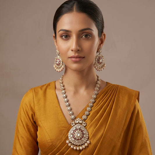 Crimson Elegance Kundan  Set