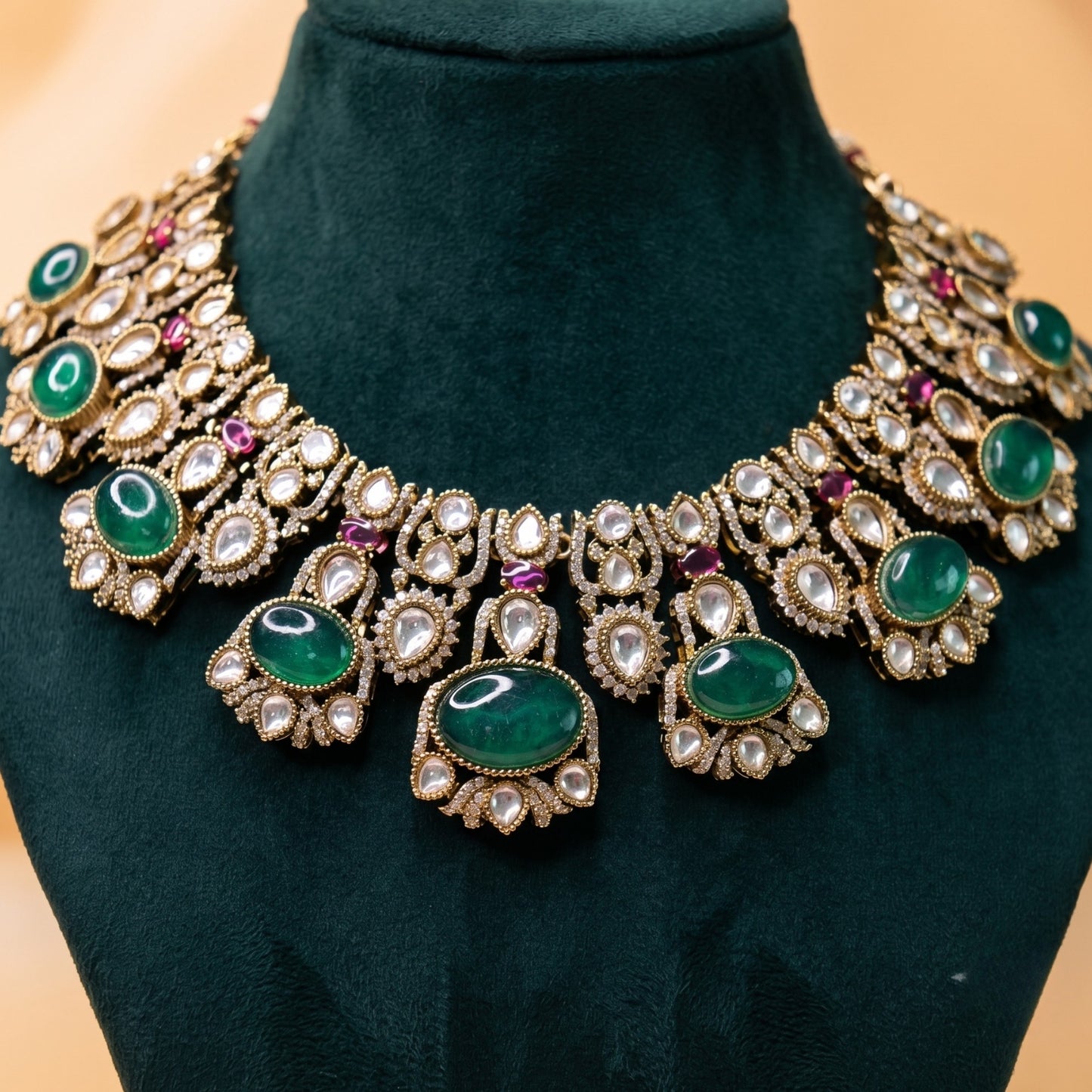 Nawabi Emerald Necklace Set
