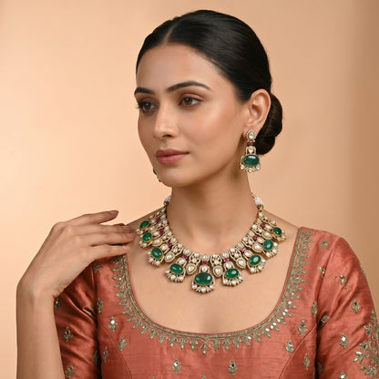 Nawabi Emerald Necklace Set