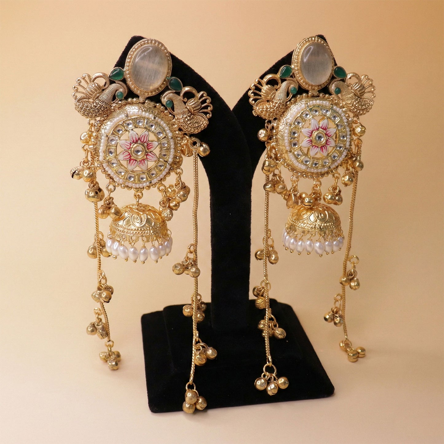 Vintage Gold Enamel Traditional Earrings