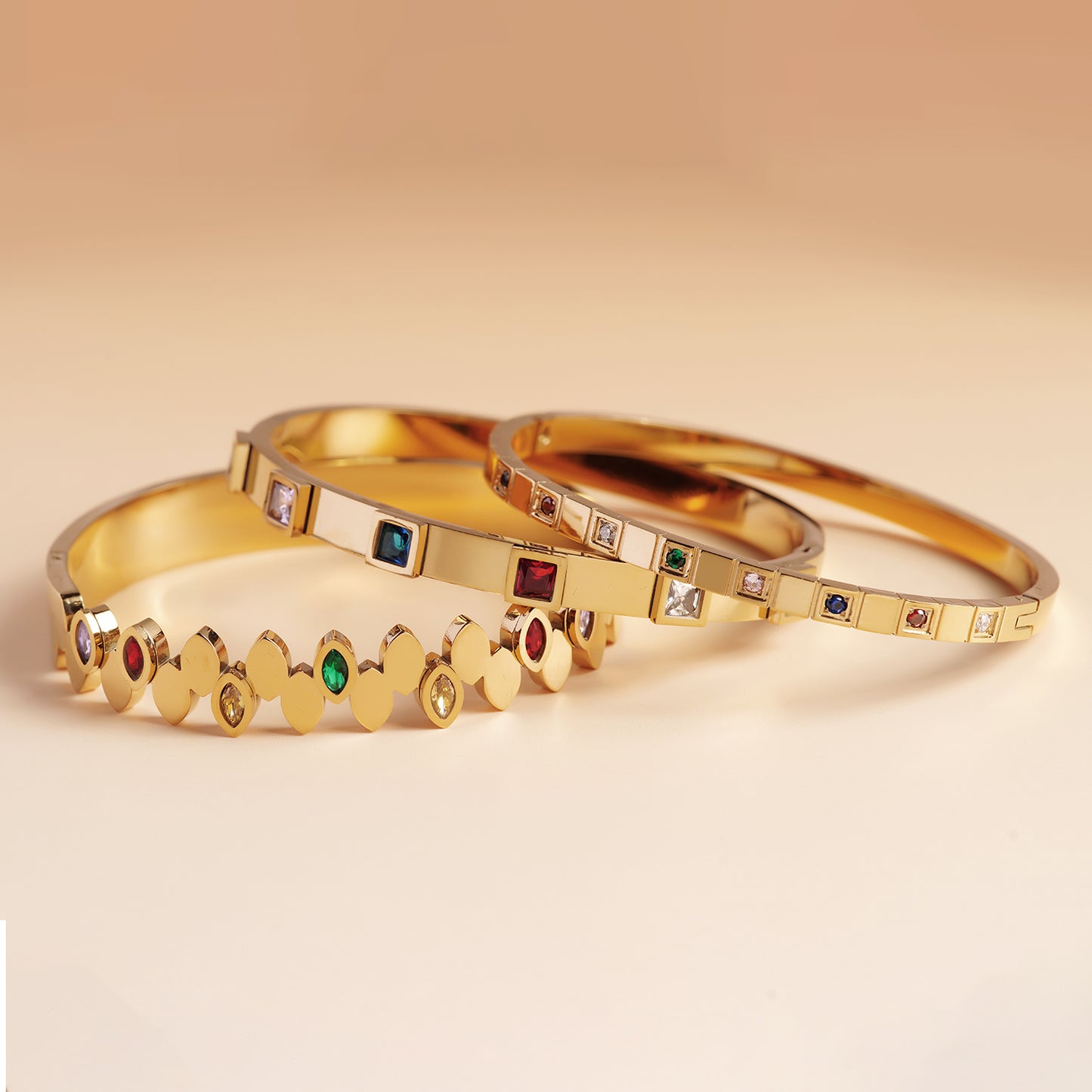 Elegant Multi-Gem Stack Bracelet