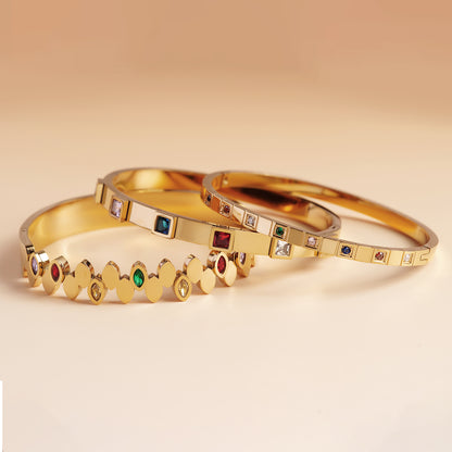 Elegant Multi-Gem Stack Bracelet