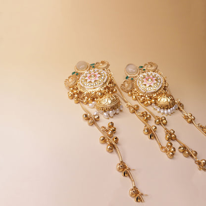 Vintage Gold Enamel Traditional Earrings
