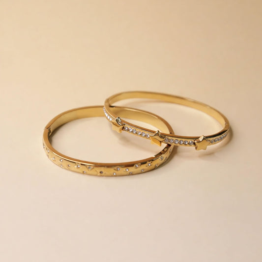 Gold Star Crystal Bracelet Stack