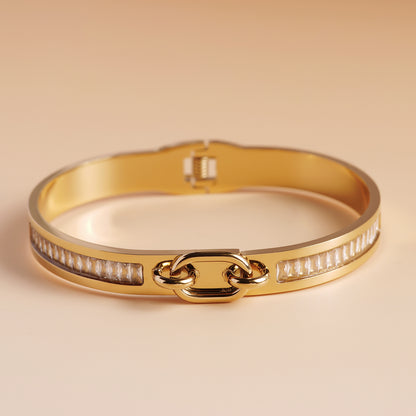 Crystal Line Gold Stack Bracelet