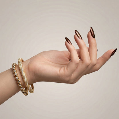 Golden Zirconia Duo Bracelet Stack