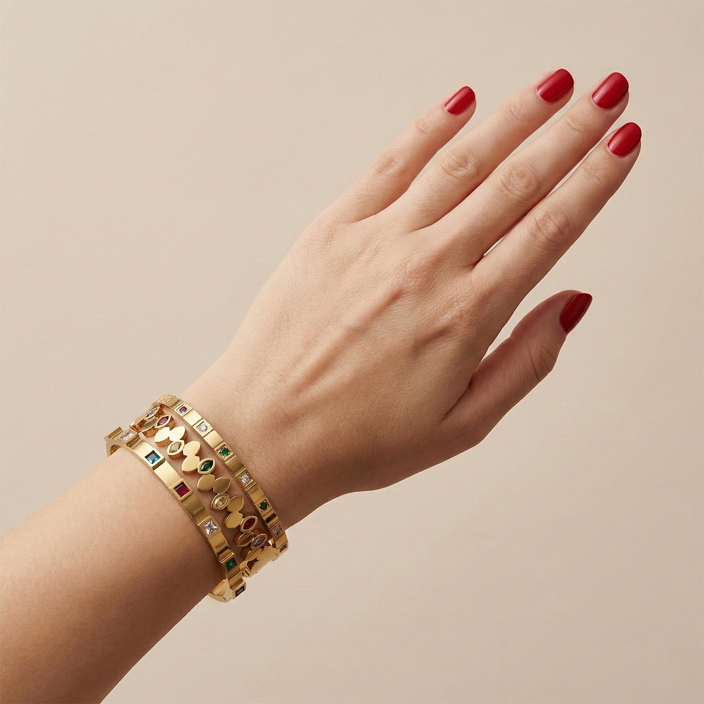 Elegant Multi-Gem Stack Bracelet