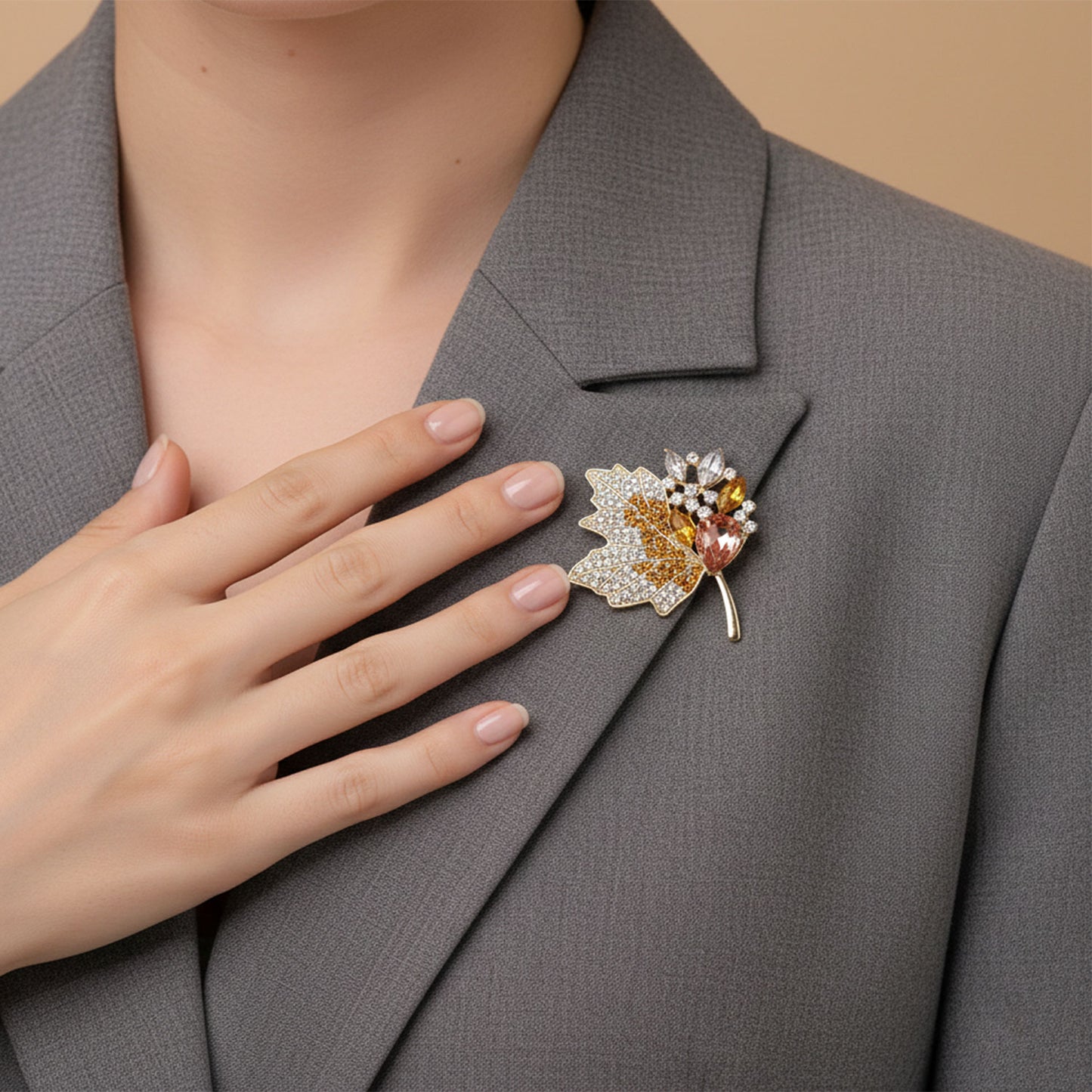 Crimson Fall Leaf Brooch