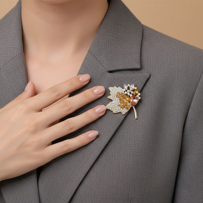 Crimson Fall Leaf Brooch
