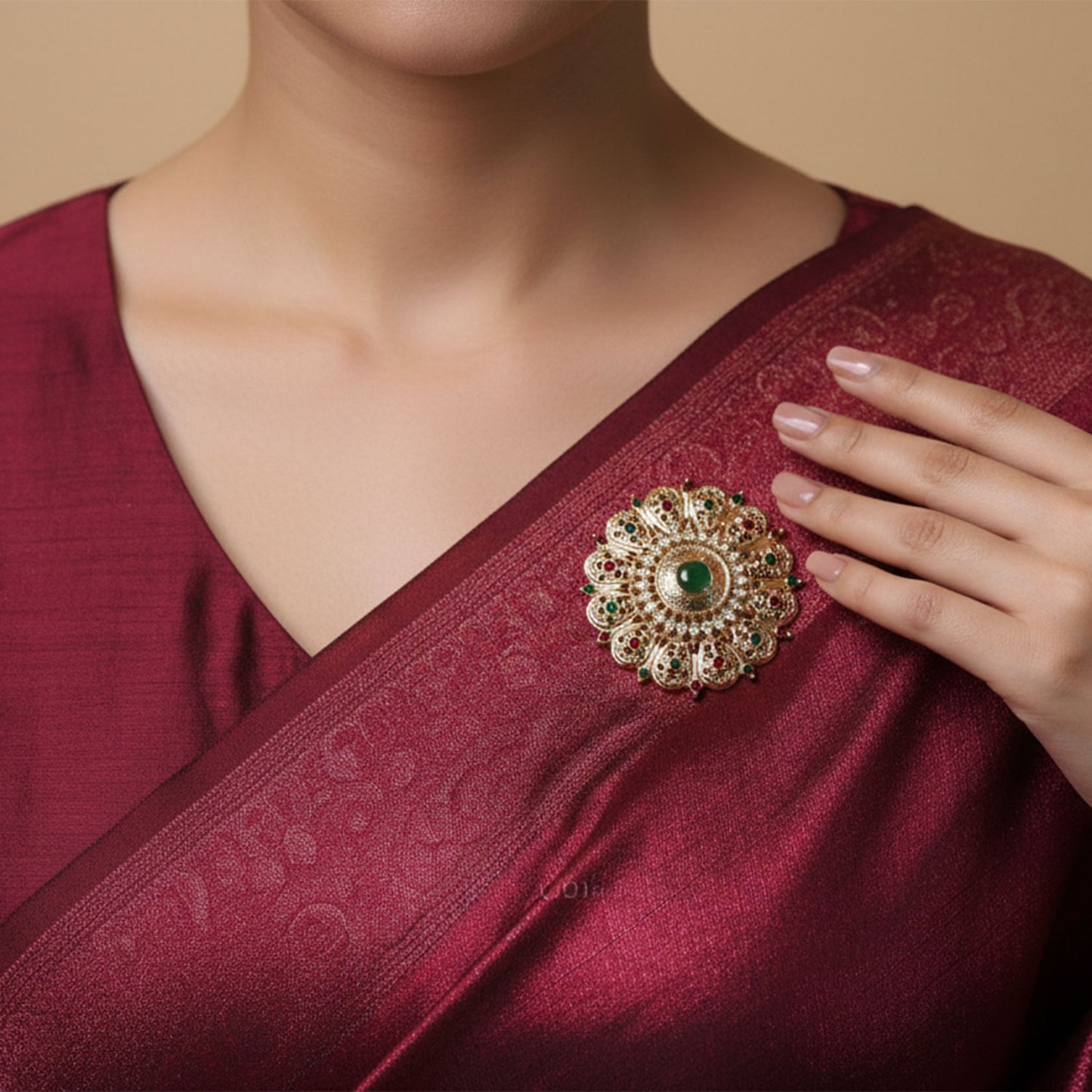 Jeweled Gardenia Brooch