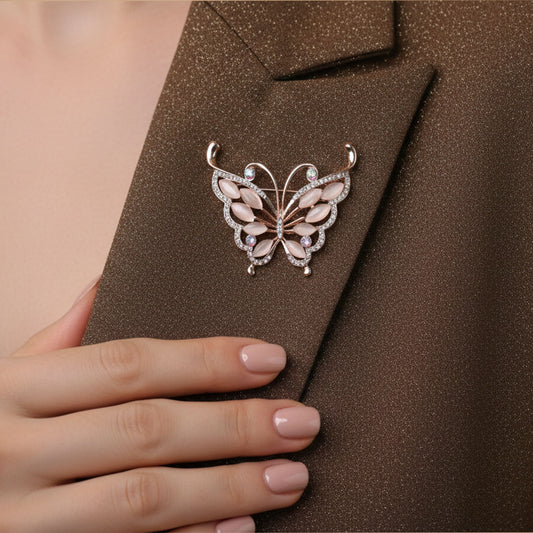 Crystal Petalwing Monarch Brooch