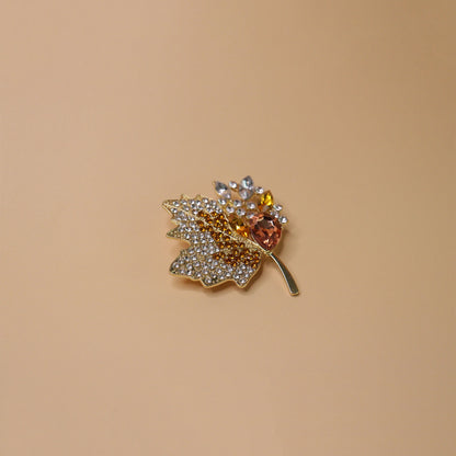 Crimson Fall Leaf Brooch