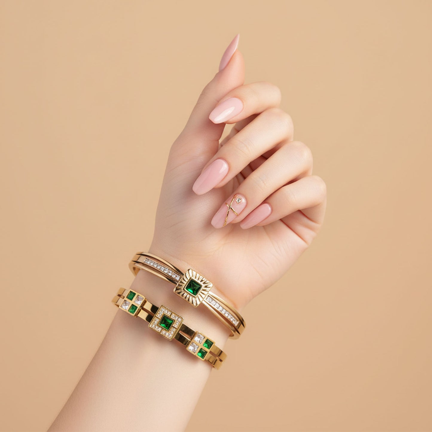 Royal Square Emerald Bracelet Stack