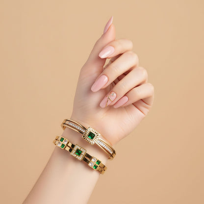 Royal Square Emerald Bracelet Stack