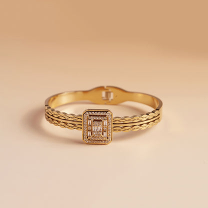 Crystal Braided Gold Bracelet Stack