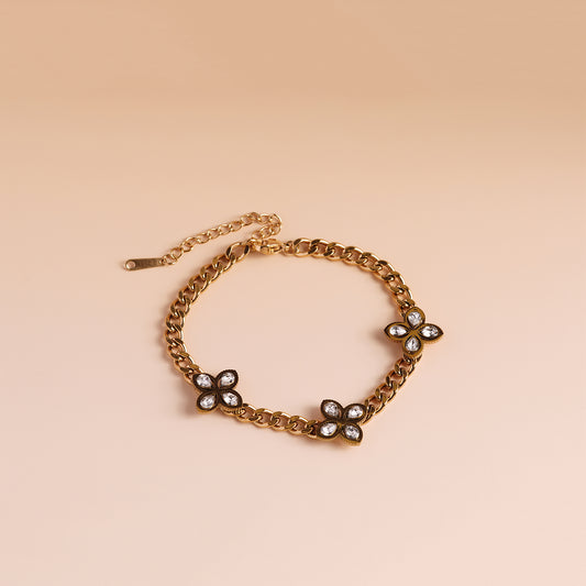 Crystal Petal Chain Bracelet