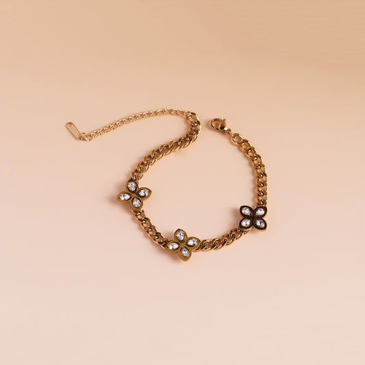 Crystal Petal Chain Bracelet