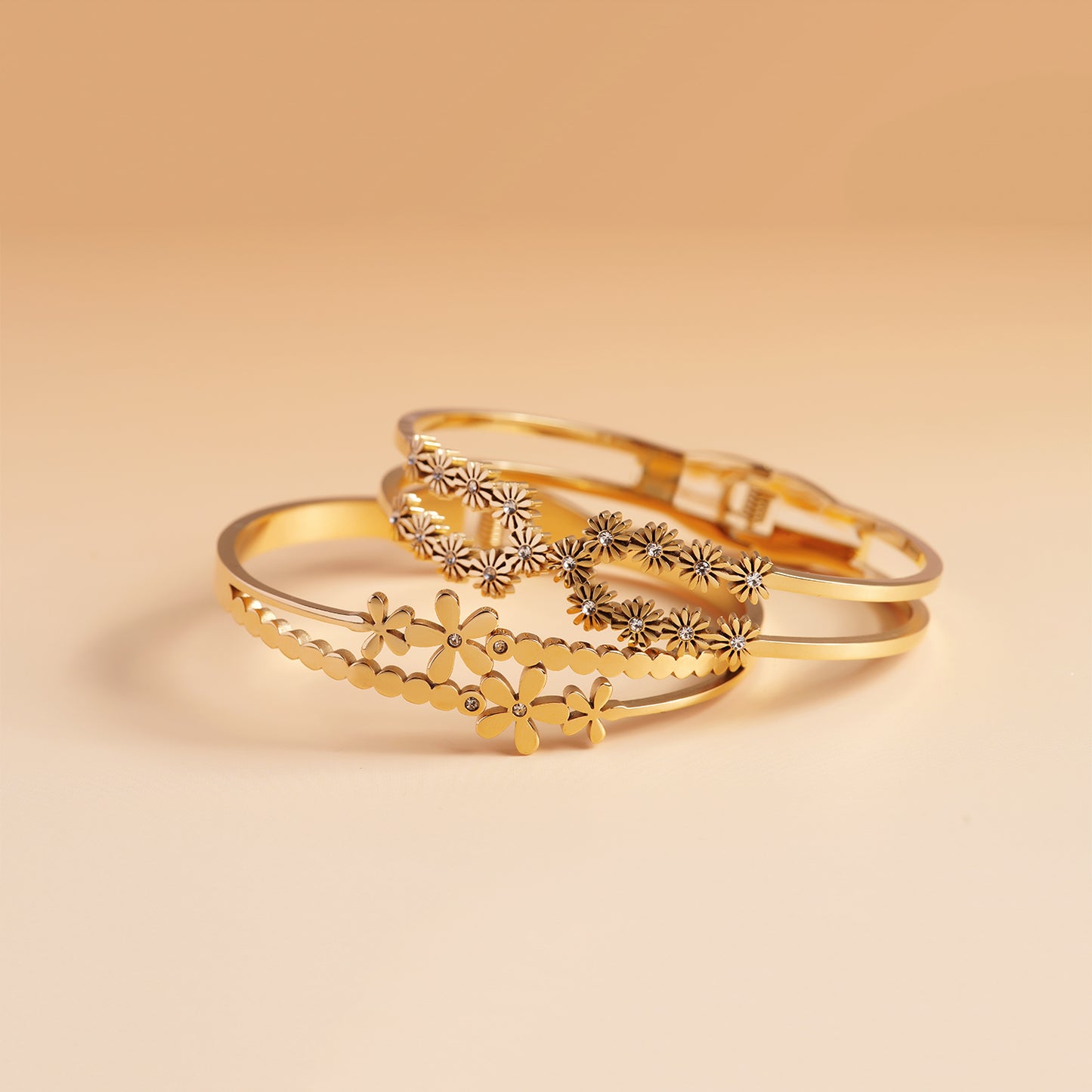 Gold Petal Bracelet Stack